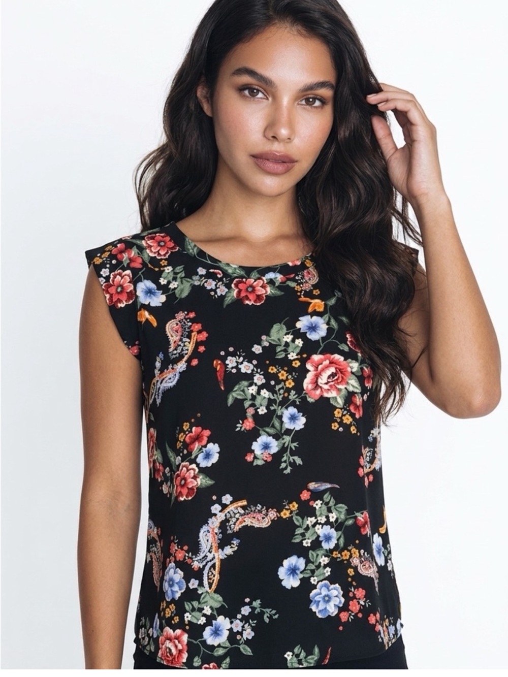 Pleione Black Floral Top